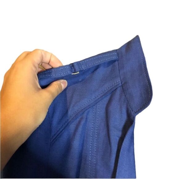 White‎ House black market blue linen blend cropped blazer - Picture 9 of 11